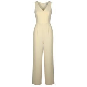Dress the Population Sandra Jumpsuit Women's Large Cream Sleeveless NWT READ